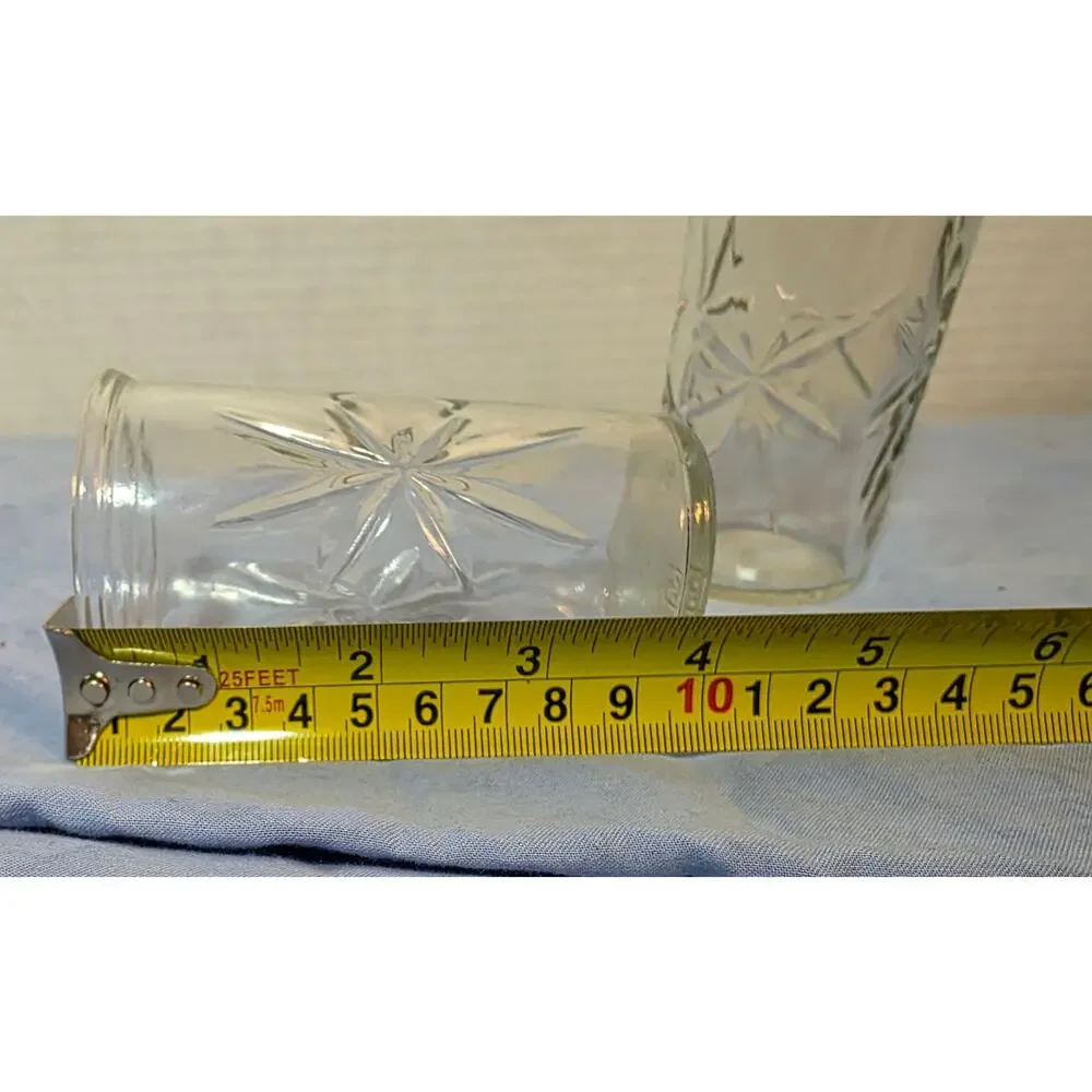 Vtg Starburst Jelly Jar Glasses Clear Juice Tumblers Set of 2